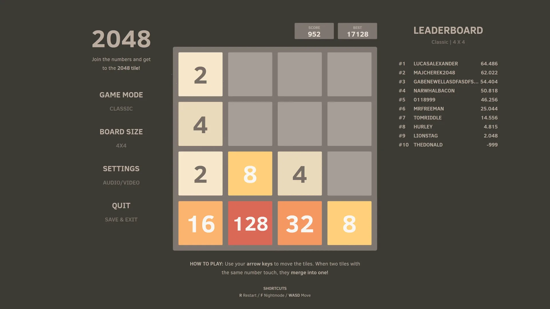 2048 screenshot 2