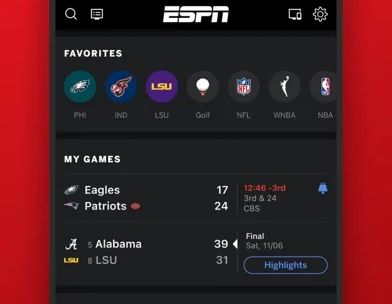 ESPN: Live Sports & Scores screenshot 2