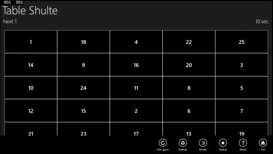 Table Shulte screenshot 1