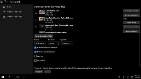 Transcoder screenshot 1